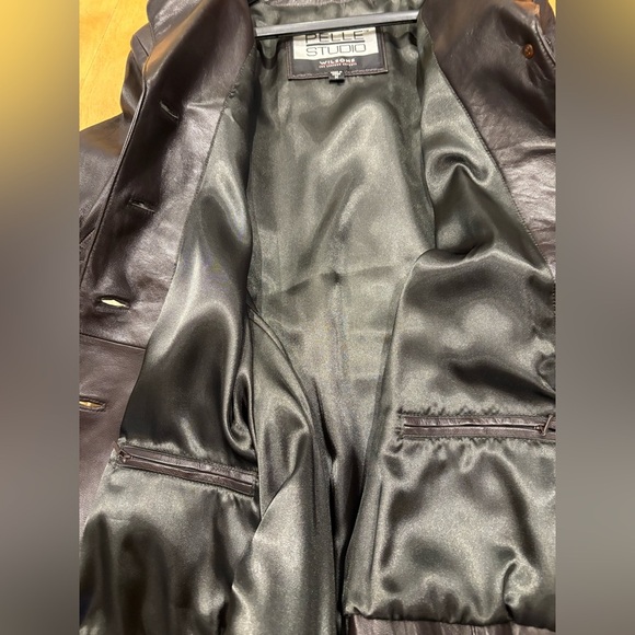 Vintage 90s leather jacket Wilsons Pelle studio dark brown M like new - Picture 4 of 6